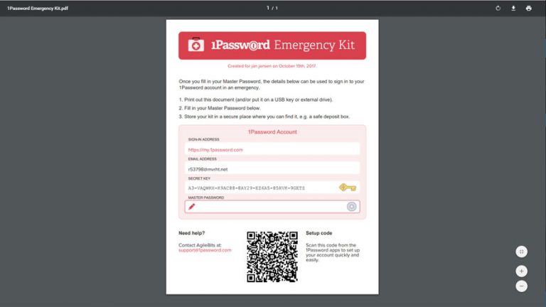 1password emergency kit download
